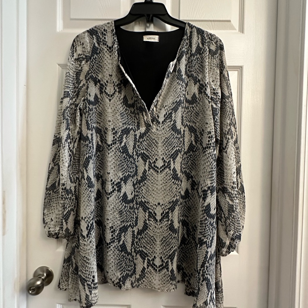 Adrienne Black and Gray Snake Print Blouse